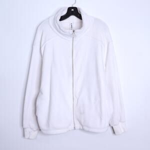 ATHLETA Double Cozy Karma Recover Jacket Sea Salt White Full Zip Women's XL